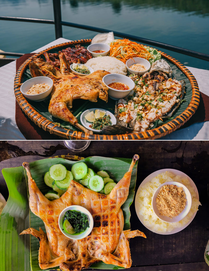 Gà nướng ăn cùng muối cheo