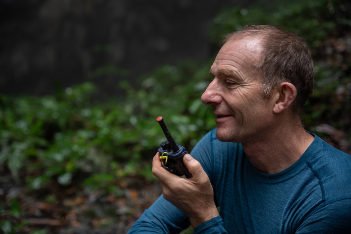 The staff communicate via walkie-talkie 