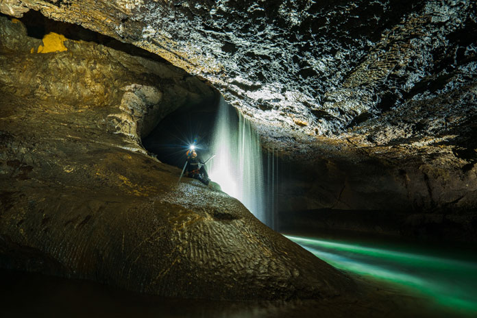 The waterfall created in Hang Va from underground river 