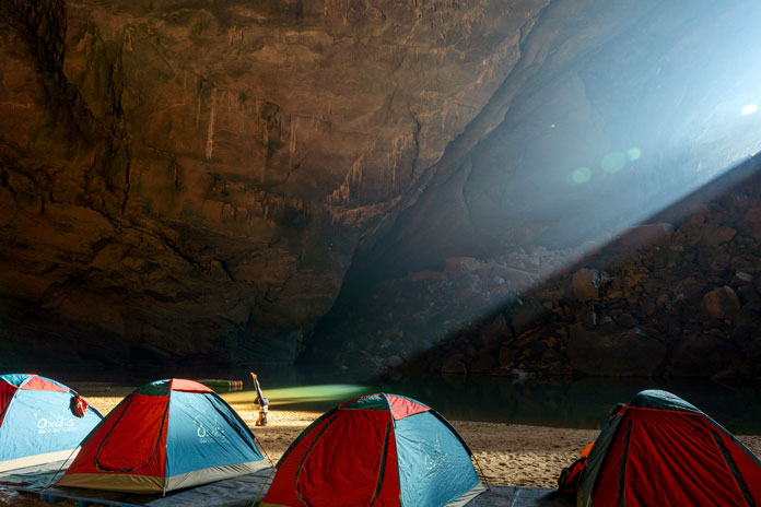 The majestic view from the tents to the lake and the entrance at Hang En camp
