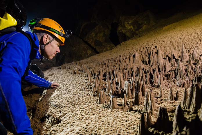 Impressive sand towers in Son Doong Cave.
